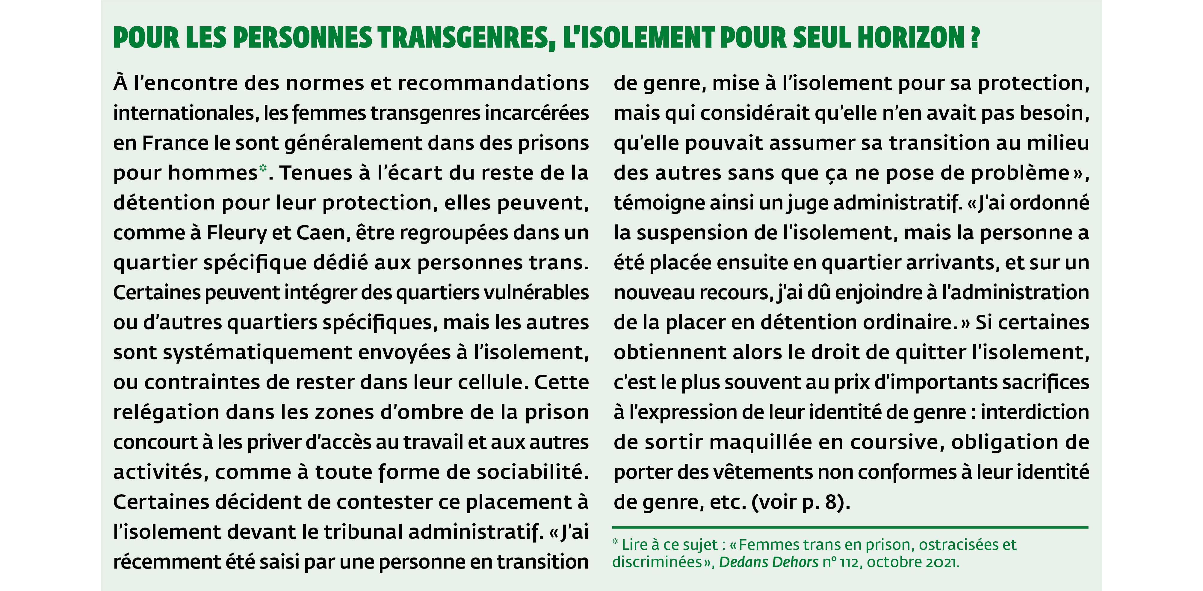 Pour les personnes transgenres, l’isolement pour seul horizon ? 