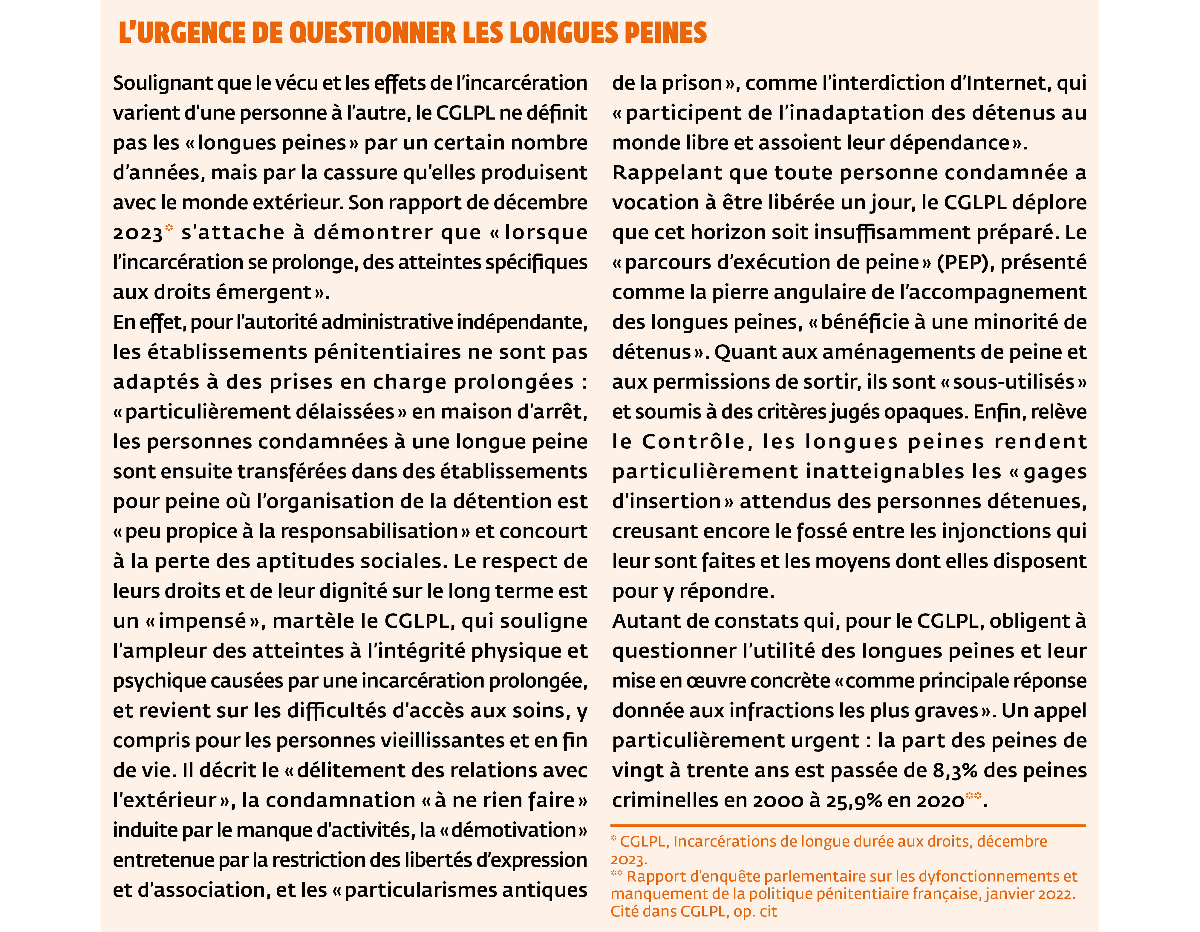 L'urgence de questionner les longues peines 