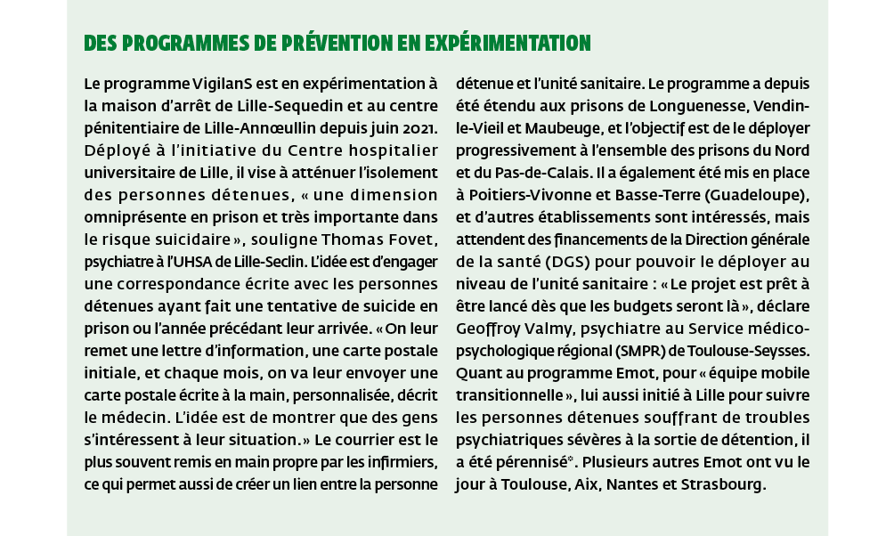 Des programmes de prévention en expérimentation